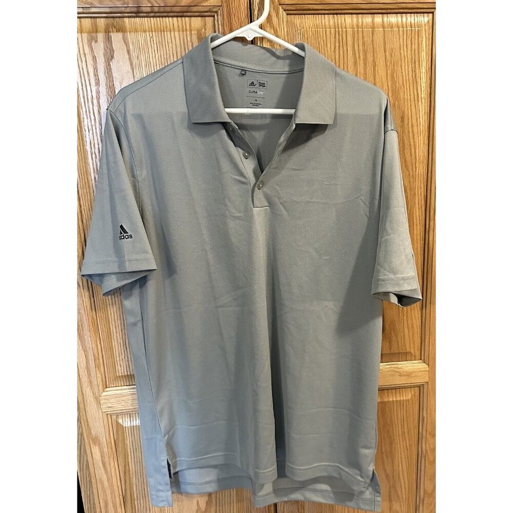 Adidas Climalite Polo Golf Short Sleeve Medium Gray Dad Summer Vacation Beach